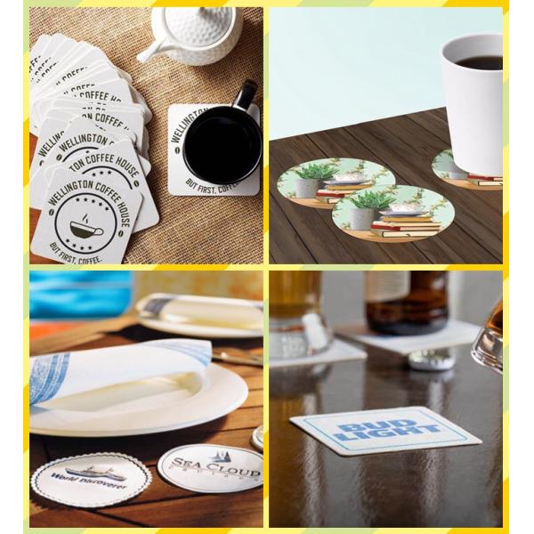 0.7mm 0.9mm Coaster Paper Board For Hotel 44 x 68 cm Fast Water Absorption