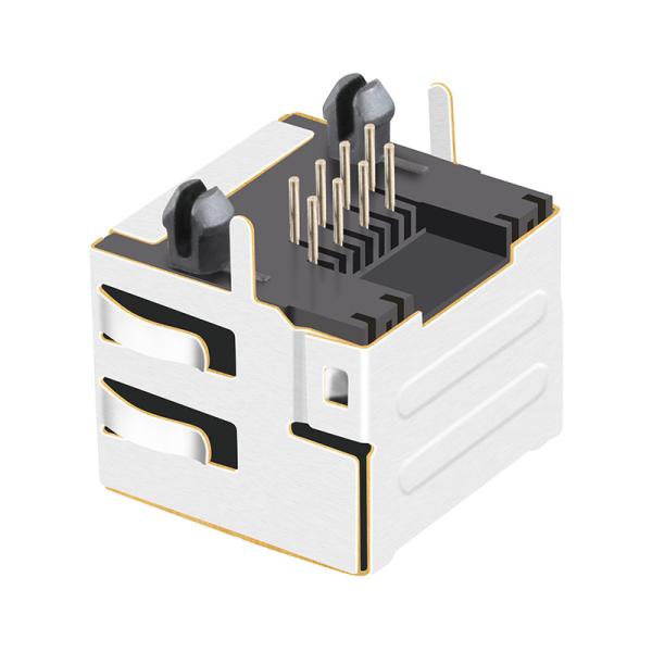 5631-S-K6-F-8C Shielded RJ45 8P8C Modular Jack with EMI Fingers