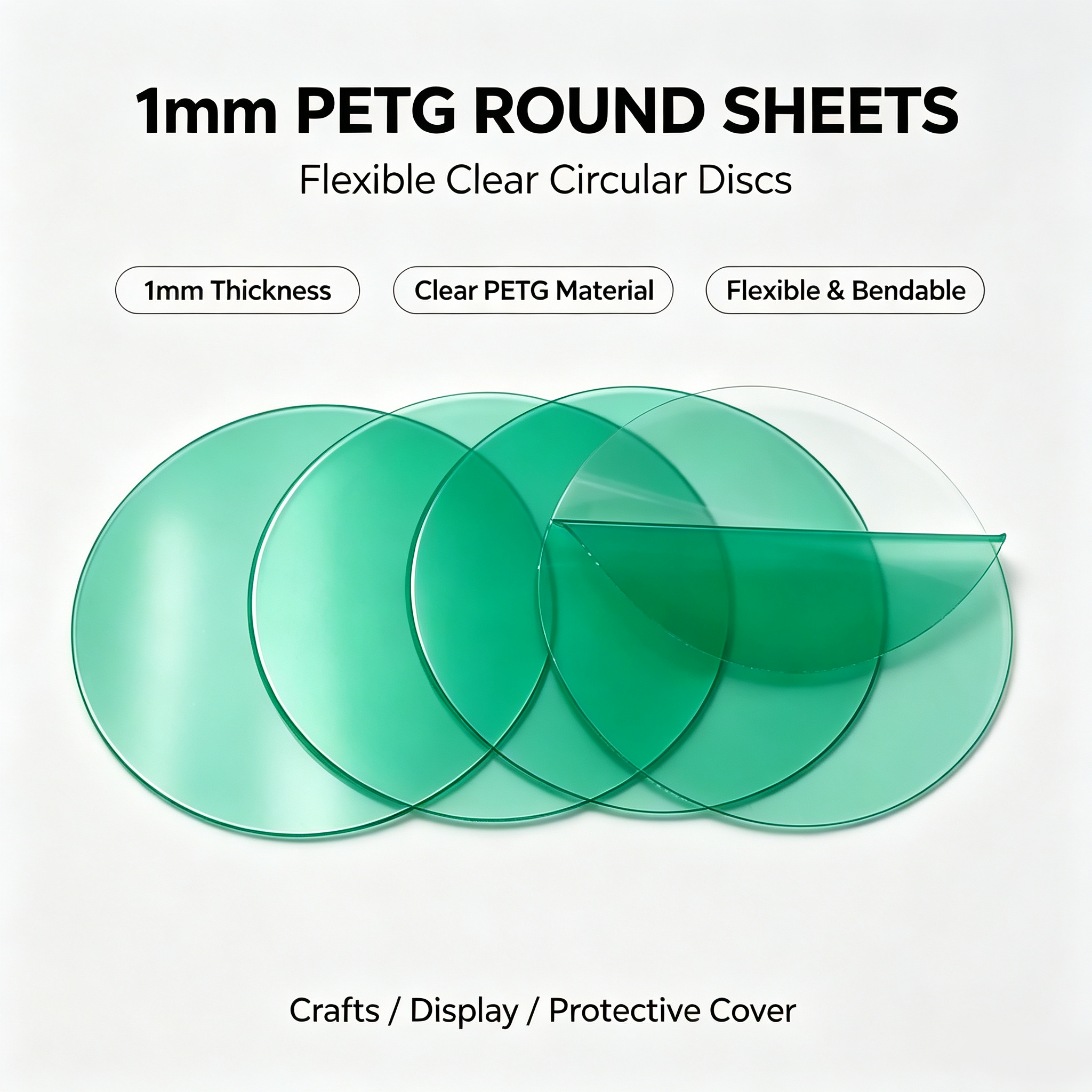 Wholesale Round High Clarity Transparent PETG Sheet Custom Cut Plastic Panel for Goggles and Toy Glasses