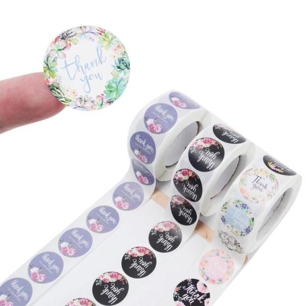 Self Adhesive Circle Thank You Stickers Label With Lamination Finish Custom Logo