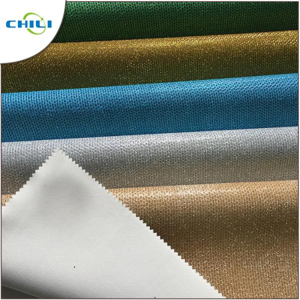 Genuine Glitter Leather Fabric , Glitter Cotton Fabric For Handbags 1mm Thick