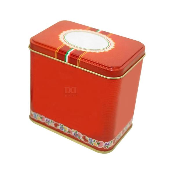 DADI 64x39x82mm Embossed Tea Tin Box Tinplate Metal Packaging Tins For Bakery Shops