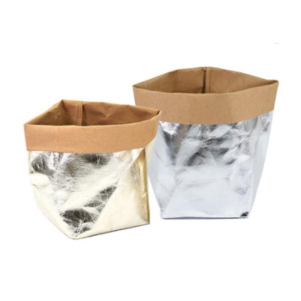 2026 Wholesale Metallic Washable Kraft Paper Storage Bag for Fruit Vegetable Food Bread Flower