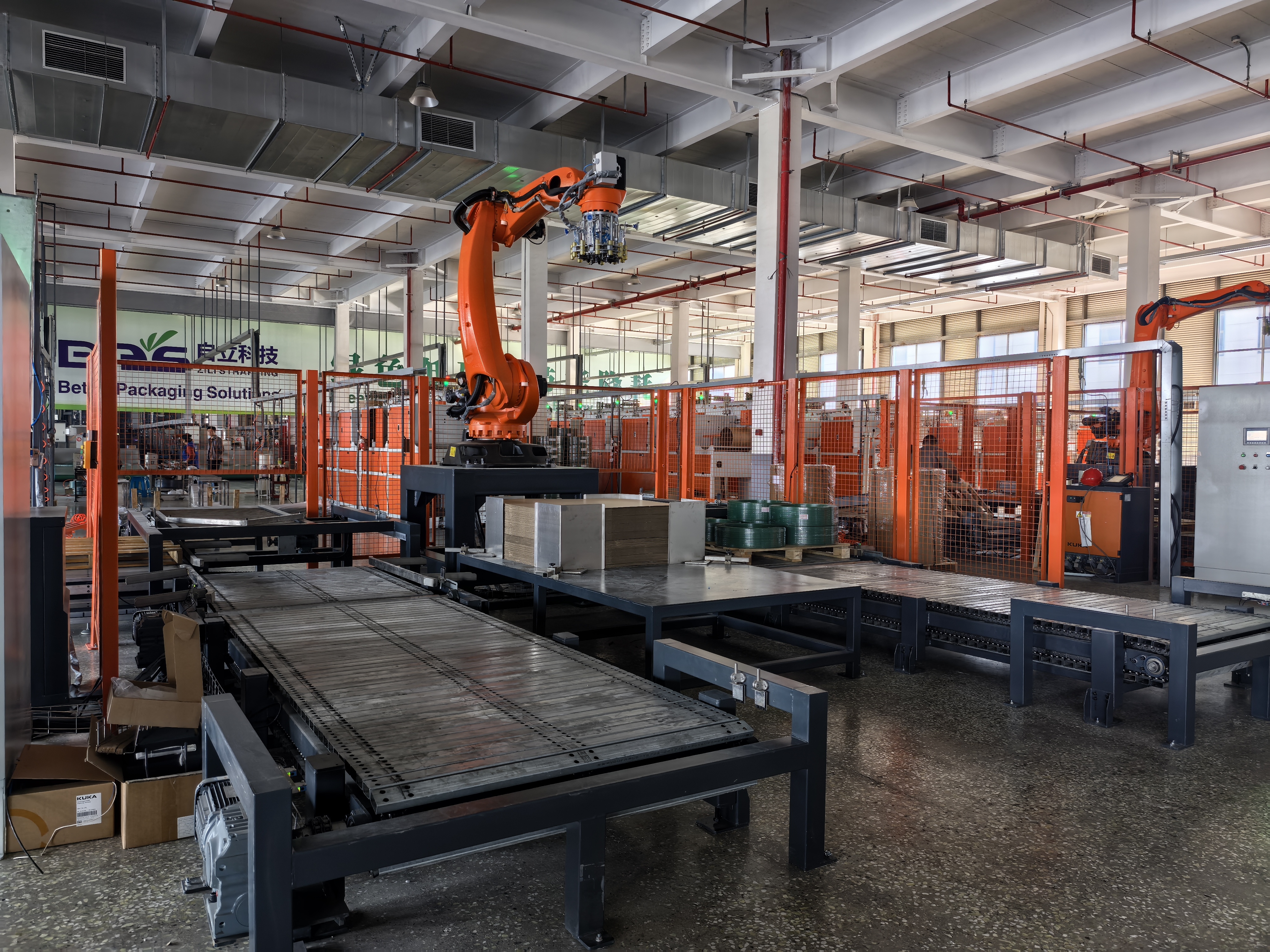 LDPE HDPE Automatic Palletizing System PE Palletizing Robot With Partition