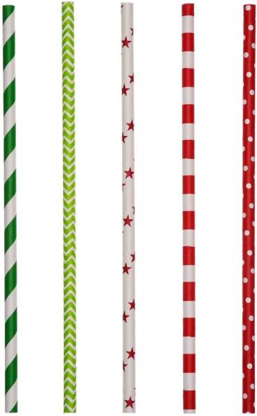 7.75 Inches  Birthday Party Favors Santa Hat Snowflake Christmas Paper Straws