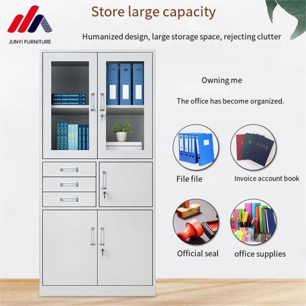 Легкая сборка офисных шкафов с замками и стеклянными дверями