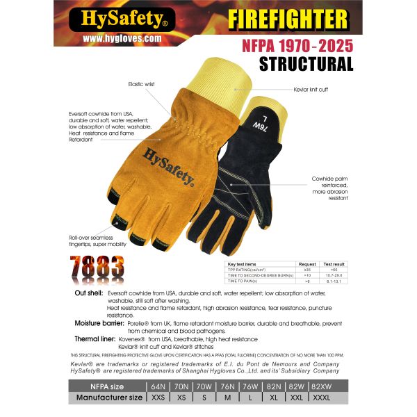 NFPA 1970(1971) Structural Firefighter Gloves Cowhide 3D Roll Over Tips Fireman Gloves