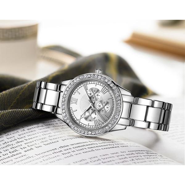 18K Gold PVD Plated Quartz Ladies Wrist Watches 3atm Waterproof