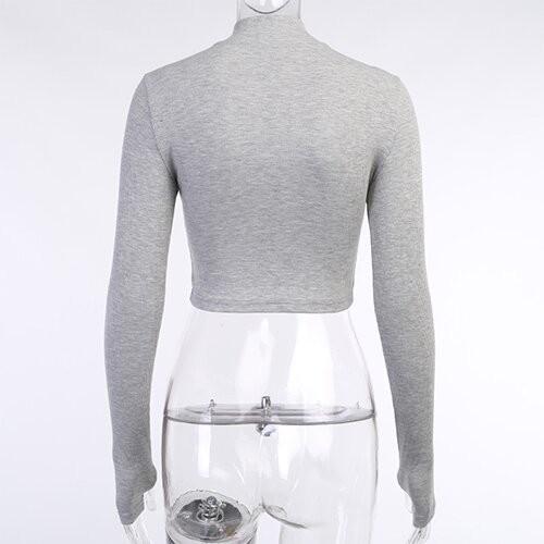 OEMmaufactory Autumn  New Slim Solid Sympotic cotton v-neck Long -sleeved Top