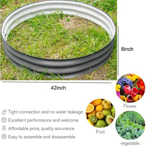 3.5 Ft X 8”Tall Round Metal Raised Bed For Planting Herb Anti Rust