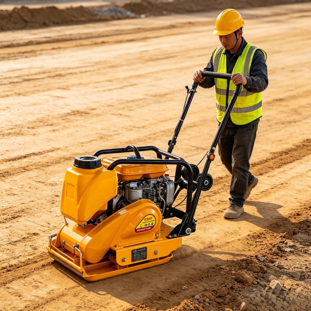 HZR90 80kg Gasoline Vibratory Plate Compactor Small Soil Compaction Machine for Landscaping Road Repair and Construction