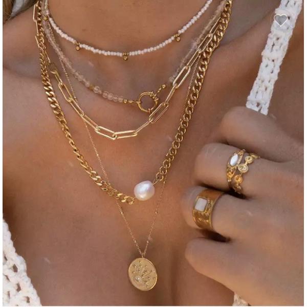 60CM Stainless Steel Designer Jewelry Long Pendant Gold Stacking Necklace