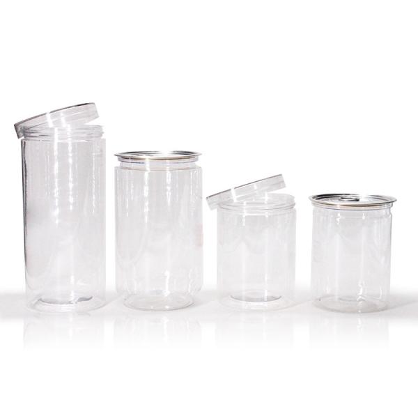 Transparent Pet Plastic Round Jars With Aluminum Alloy Sealed Cap Custom 500ml Plastic Jars of Peanuts or Grains