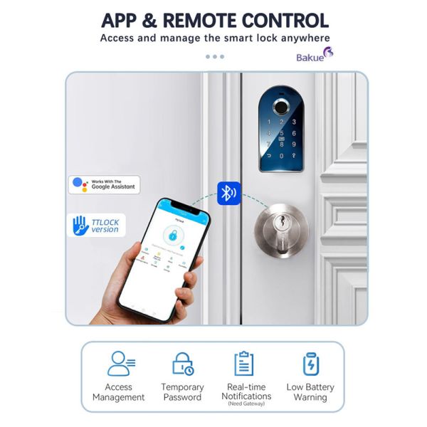 Smart Digital Door Lock Core WiFi Remotely Control Smart Door Lock for Access Management