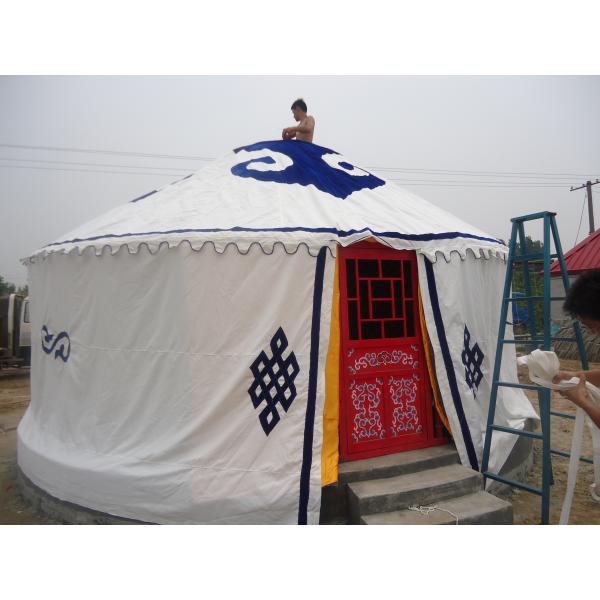 Customized Mongolian Yurt Tent Bamboo Pole Roof With 12 - 52 Square Meters