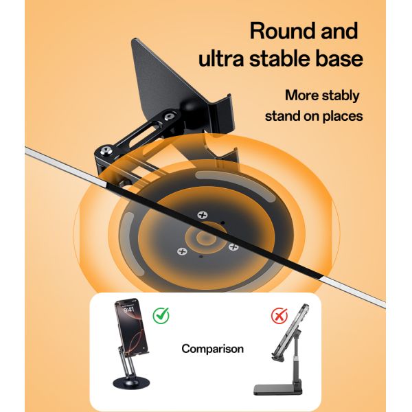 Yesido 360 Rotating Foldable Design Adjustment of Height Aluminum Alloy Phone Holder for Tablets and Devices