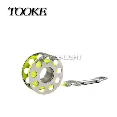 High Strength Diving Reel Stainless Steel Scuba Dive Reel With Green Nylon Line