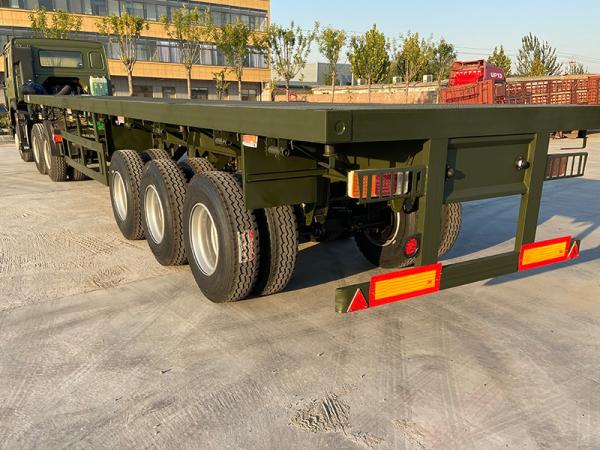 3axles Flatbed Truck Semi Trailer 60 Tons 20/40FT Container Shipping