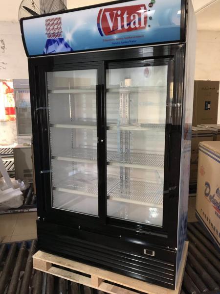 Vertical Double Door Frost Free Display Beverage Cooler / Glass Door Beverage Showcase