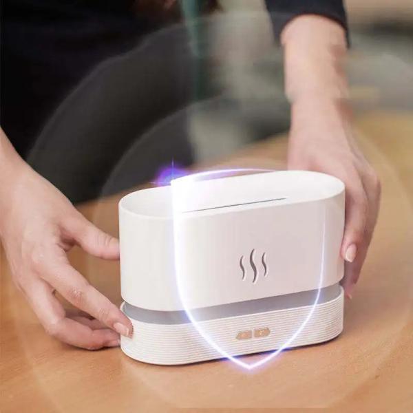180ML Colorido Cambiavel USB Efeito de Chama Umidificador de Óleo Essencial Simulação de Fogo Smart Mute Aroma Diffuser Com Luz RGB