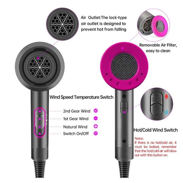 2.5m Cable Professional Ionic Salon Negative ion Hair Blow Dryer Electric Hair Dryer