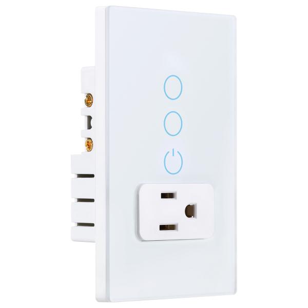 Glass Touch Wifi Smart Socket Switch 2.4GHz 2 Gang WiFi Socket For Smart Home Control