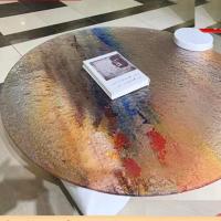 Luxury Tempered Art Glass Minimalist Household Stainless Steel Hot Melt Glass Coffee Table