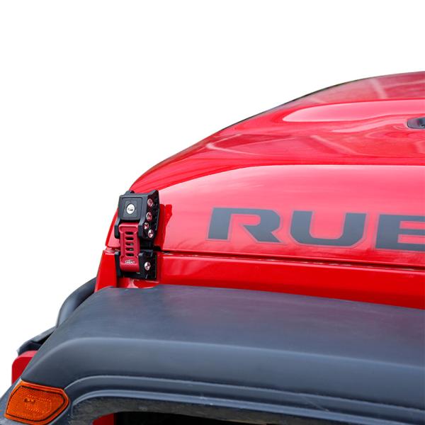 Jeep Wrangler JK JL Black Red Aluminum Alloy Engine Bonnet Buckle Hood Latch Lock Kit