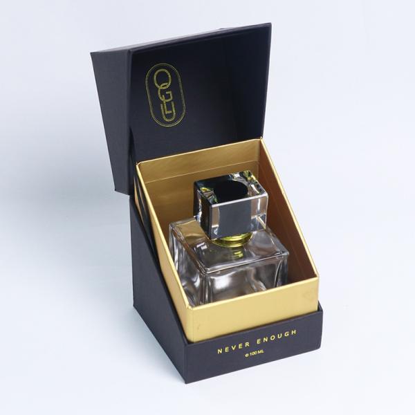Rigid Gift Box Luxury Gold Foil Flip Top Perfume Box Customizable For Candles  Fragrance Bottles