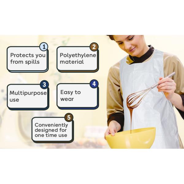 Products Disposable Heavy Weight Plastic/Poly Apron 46 inches x 28 inches - 2 Mil - For Cooking and Arts n' Crafts