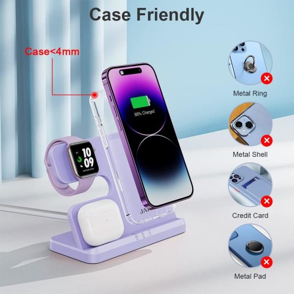 Зарядная станция 3 в 1 для iPhone, беспроводное зарядное устройство для iPhone 15 14 13 12 11 X Pro Max & Apple Watch - Беспроводное зарядное устройство