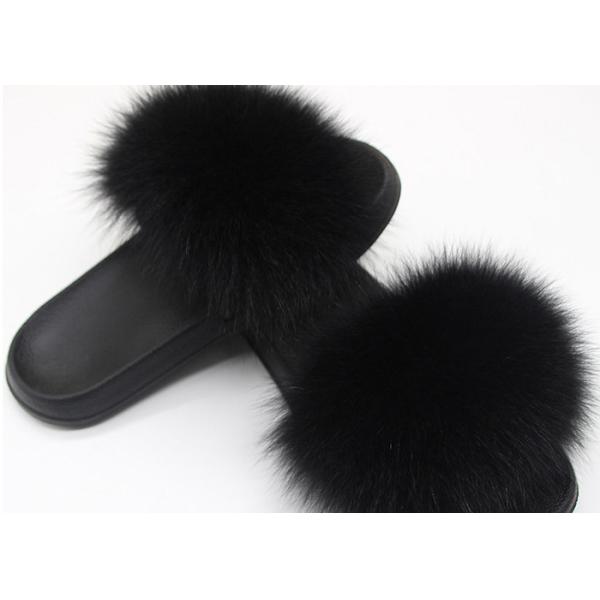 Тапочек меха Фокс плюша женщин зимы выскальзывание реальных анти- с подошвой ЕВА резиновой