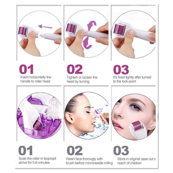 Derma Rolling System and Needle Material Stainless Steel / Titanium 6 In 1 Derma Roller