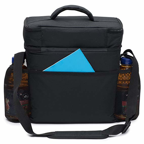 Two Compartments Insulated Food Cooler Bags With Removable Leak Proof Plastic Hardliner Bucket