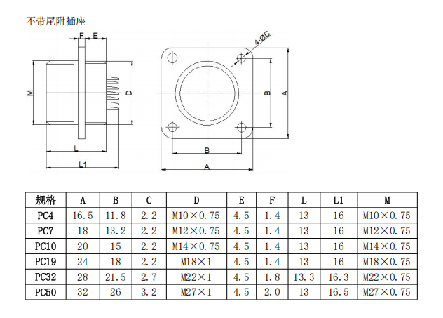PC Series Circular connector PC-7TB/7ZB Connector