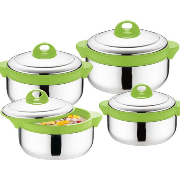Stainless Steel 201 4pcs Thermal Stock Pot Set Large Capacity Lunch Box Modern Bento