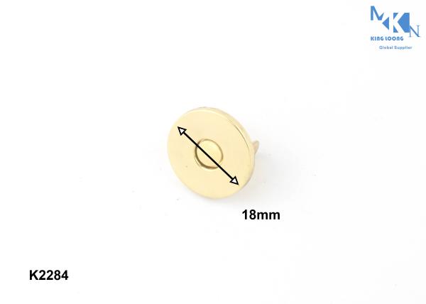 Decorative Metal Bag Magnetic Button 18mm Diameter Light Gold Fashion Design