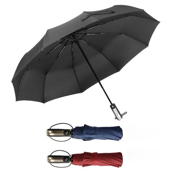 23inch 10K 190T Pongee Automatic Folding Umbrella with Auto Open Close and Steel Shaft