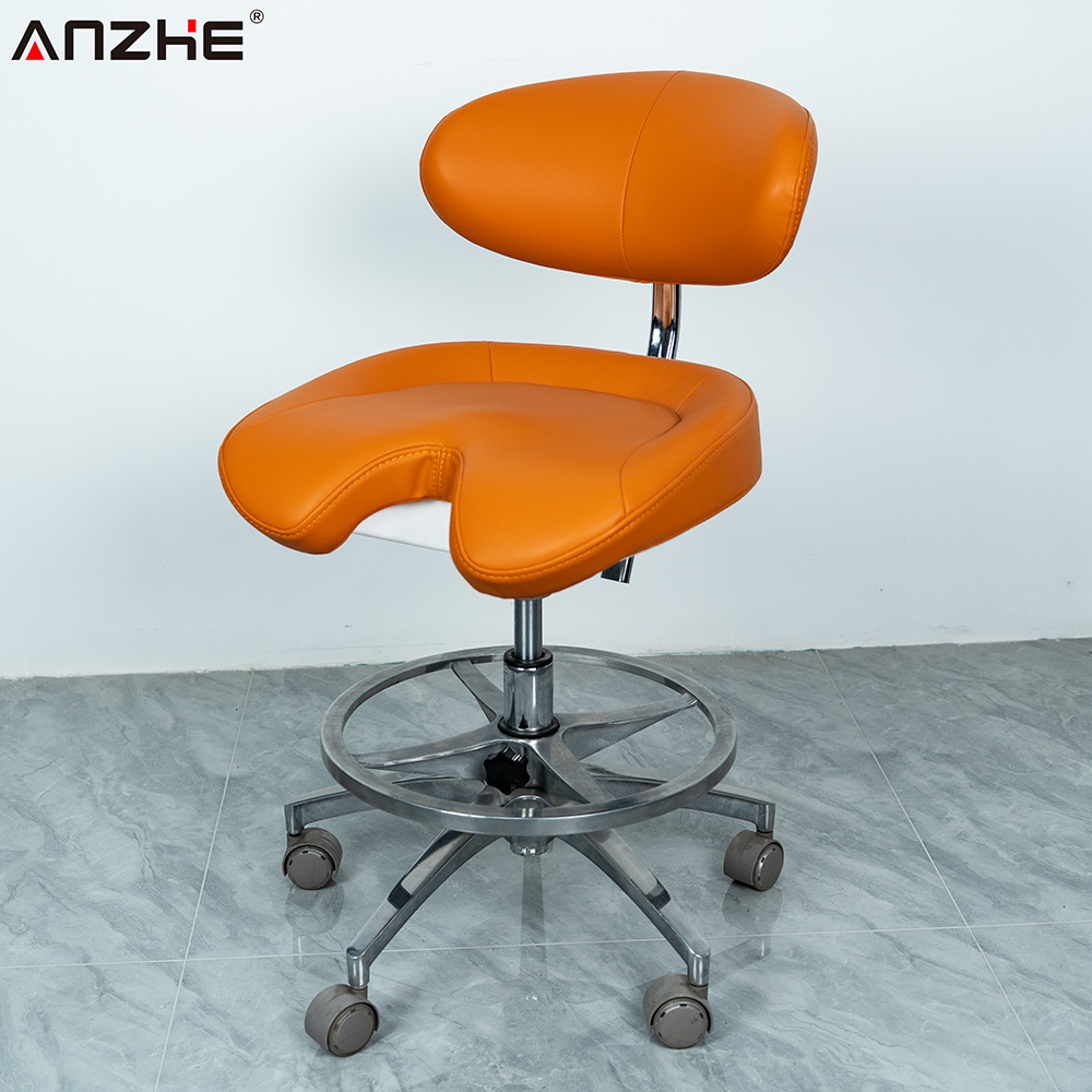Adjustable Saddle Dental Stool Medical Operator Chair with Microfiber Leather Upholstery and Aluminum Alloy Base