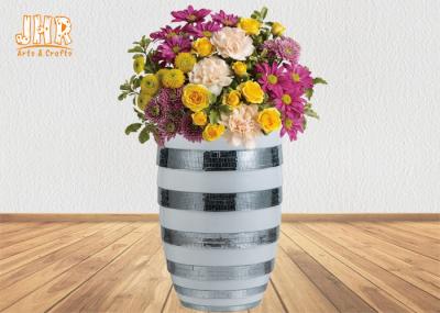 Revestimento branco lustroso dado forma tambor do mosaico do espelho dos potenciômetros de flor da fibra de vidro