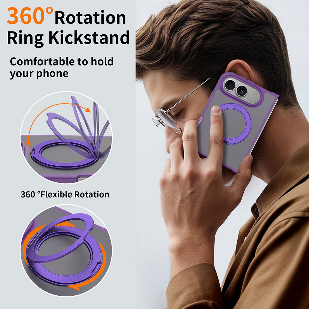 For iPhone 18 Fold 2026 2.0 mm PC TPU Magnetic Stand Case Transparent Matte Shockproof Cover Supports Wireless Charging