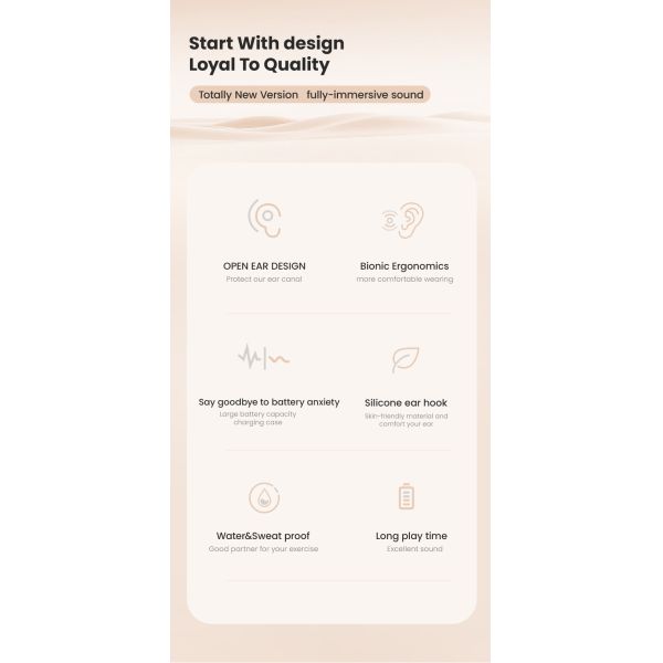 Yeestep AS13 High Quality E-bike True Wireless Earphones IPX5 Waterproof Open-Ear Design LED Display Adjustable Speed
