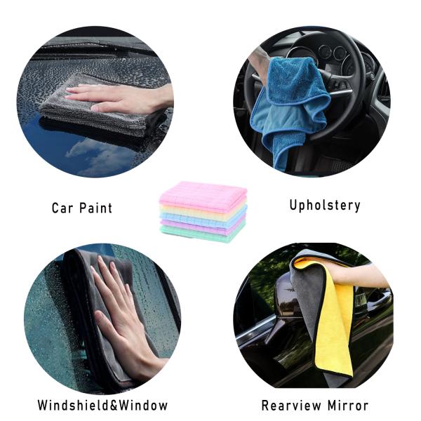 500gsm Car Cleaning Rags Plaid Style 40x40cm All Season Microfiber Weft Cloth Car Wiping Towels