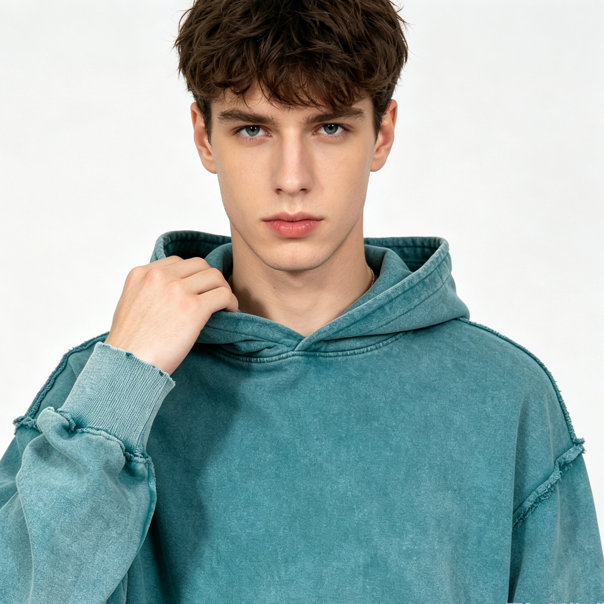 Vintage Raw Edge Acid Wash Hoodie French Terry Heavy Cotton Hoodie Oversized