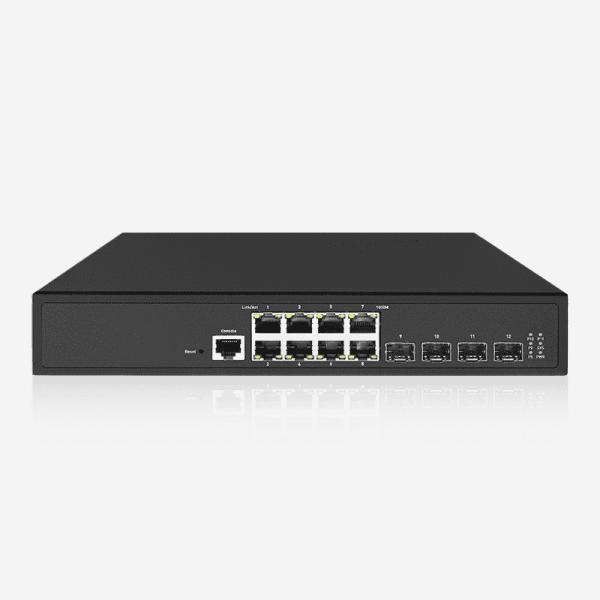 4 SFP + 10GB Switch de rede camada 3 Suporte PoE de gerenciamento com 8 portas Poe RJ45