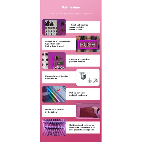 Euro Standard 49 Inch Full Touch Screen  Vending Machine Credit Card and Token Payment System for Beauty Products