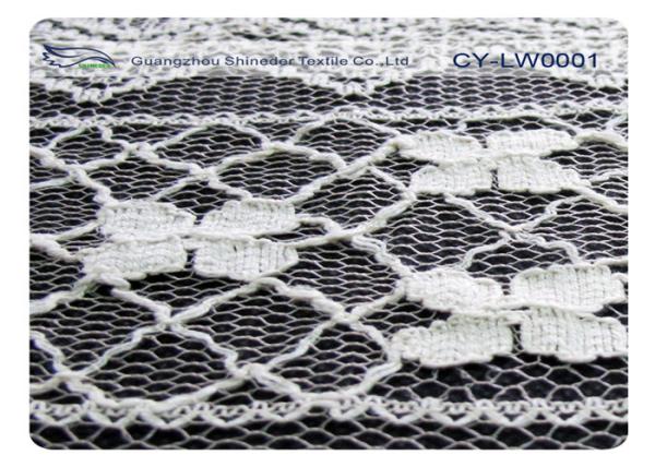 Dress Cotton Nylon Lace Fabric Eco Friendly 30% Nylon 70% Cotton CY-LW0001
