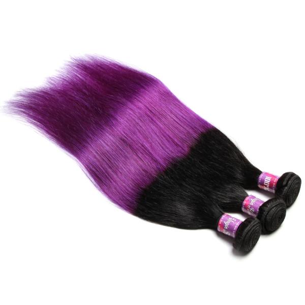 Peruvian Straight Hair 7A Ombre Human Hair Extensions 1B / Purple Color