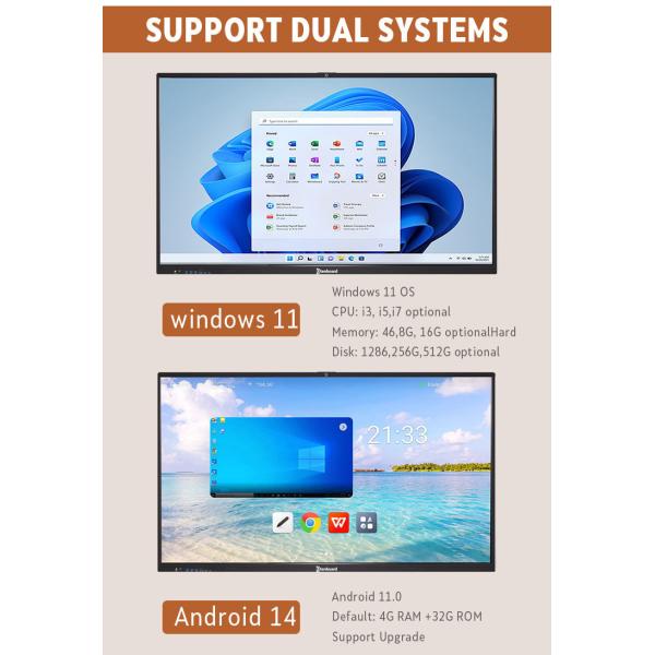 T982 Chip 4K LCD Touch Screen Interactive Whiteboard with 20-40 Point Touch for Conference and Education