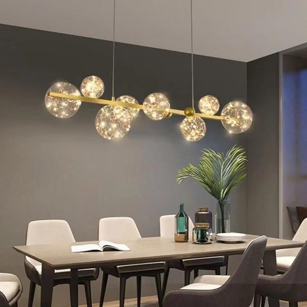 JYLIGHTING Modern Nordic Style Iron Glass Long Chandelier Suitable For Restaurant Modern Pendant Light